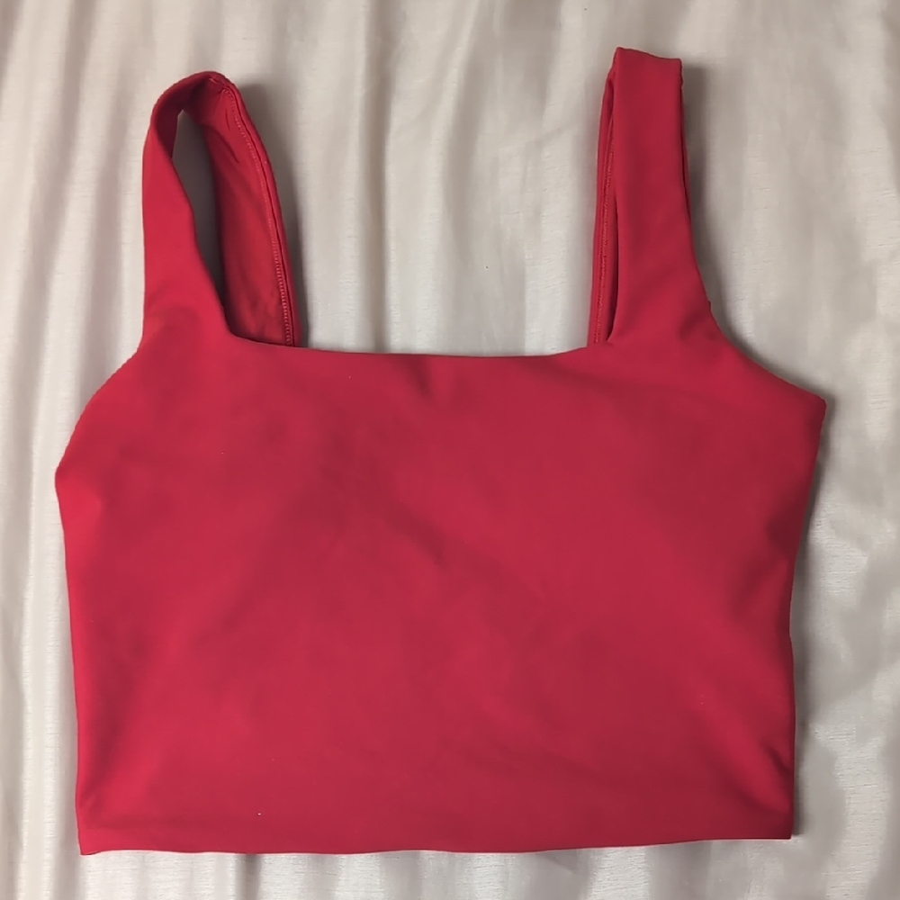Abercrombie & Fitch YPB Square Neck Sculptlux Sports Bra Red Medium